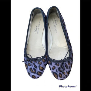 Anniel Made in Italy Purple Leopard Print Calf Hair Ballet Flats